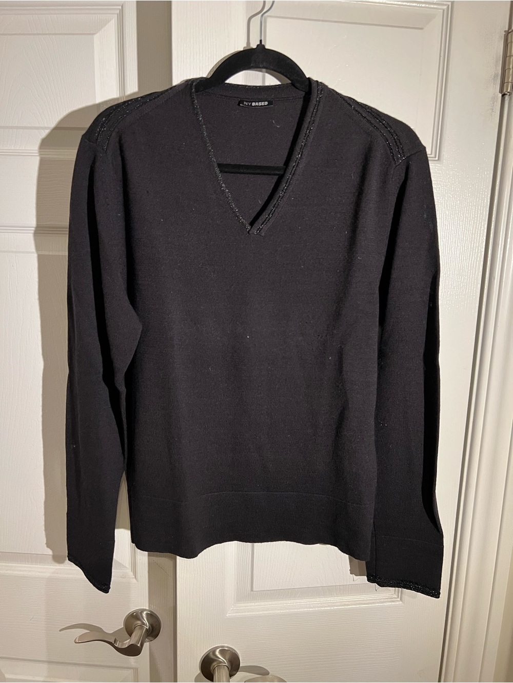 Men’s Black V-Neck Knit Sweater